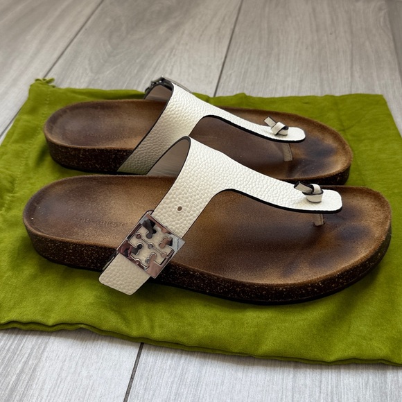 Tory Burch Mellow T-Strap Sandal Color: Blanc/Light Oak Size:10 - Picture 5 of 6